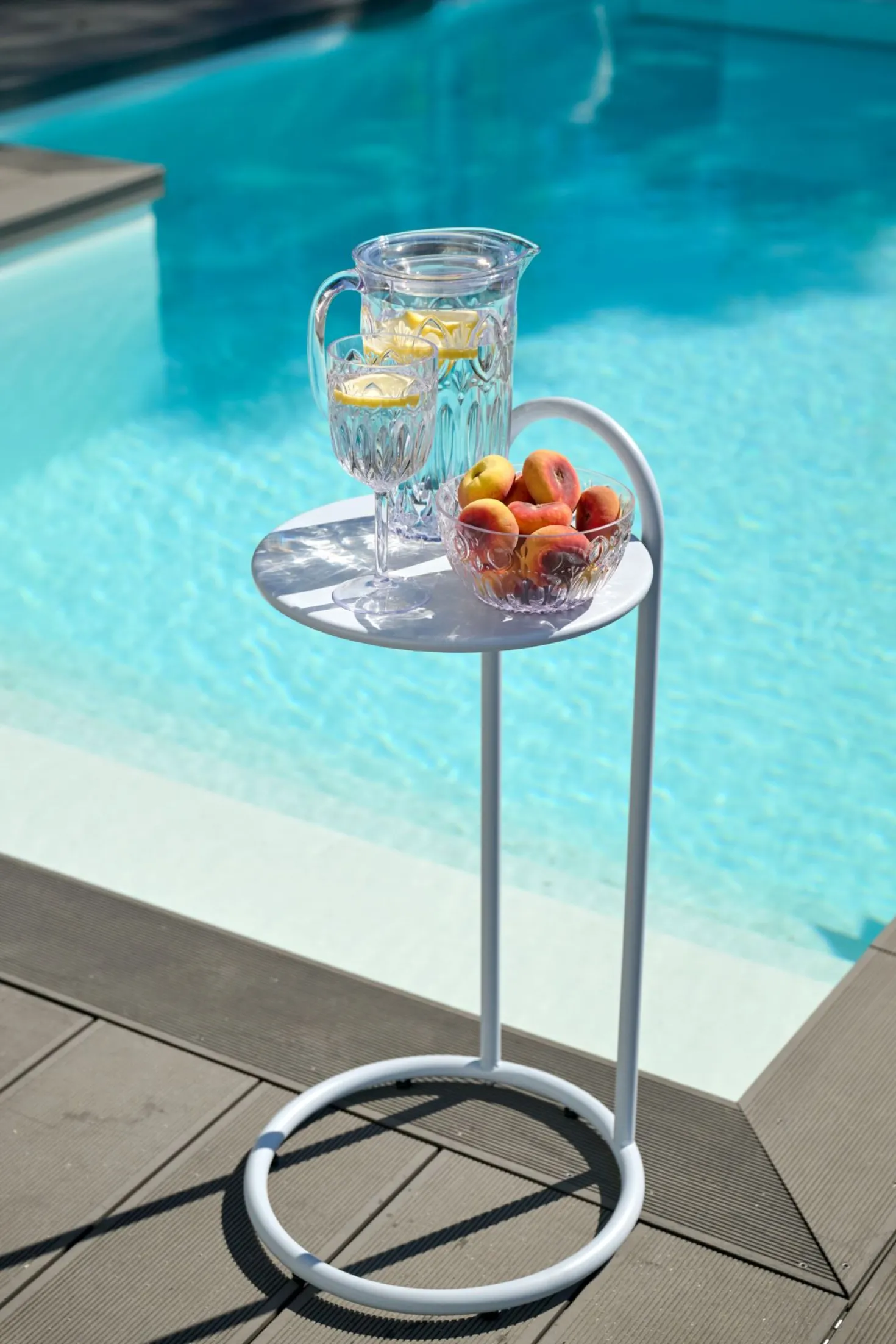 Sidobord gråblå - 72,5 cm ø35,8