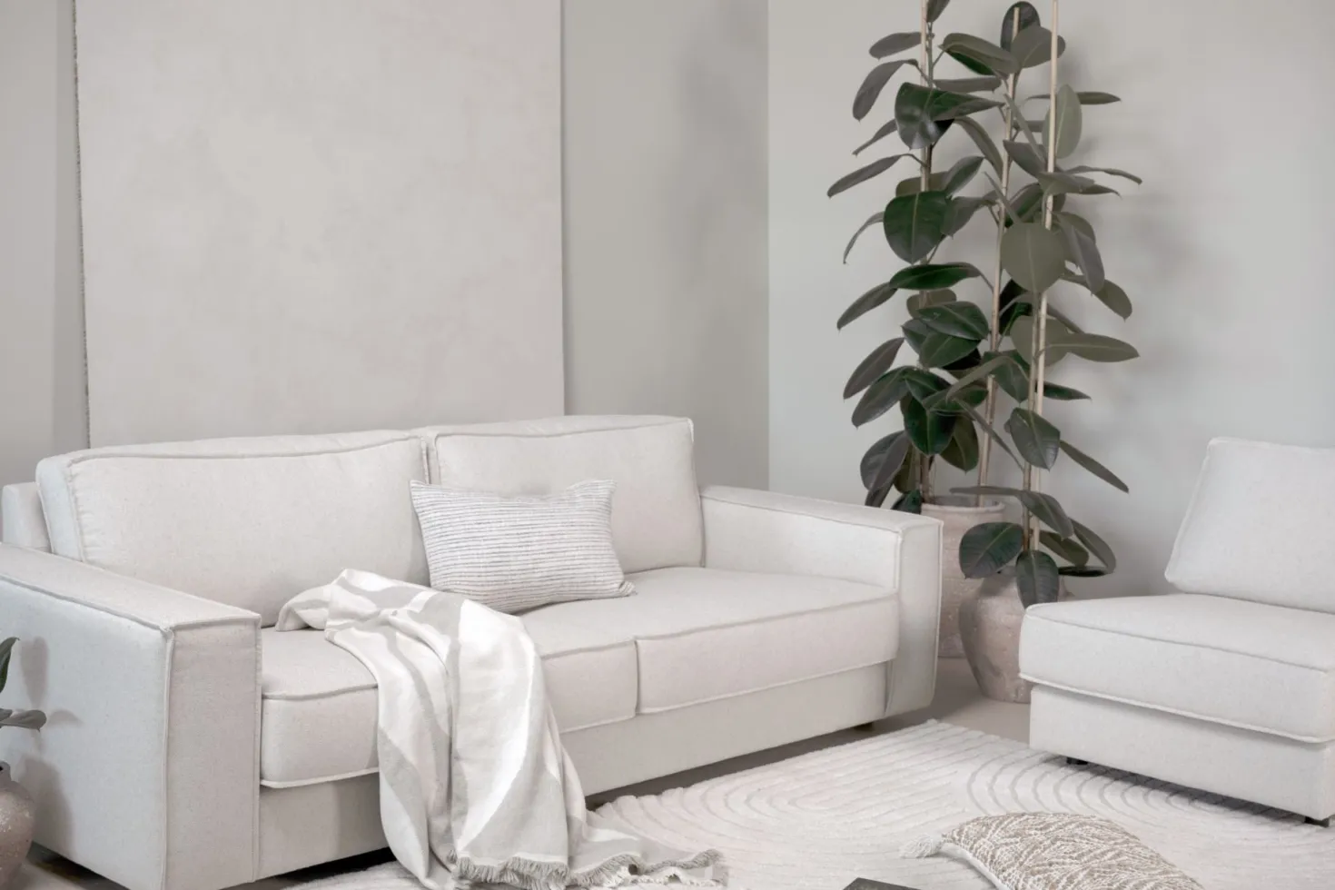 3-sits soffa natur - 222x95x79 cm
