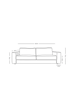 3-sits soffa natur - 222x95x79 cm