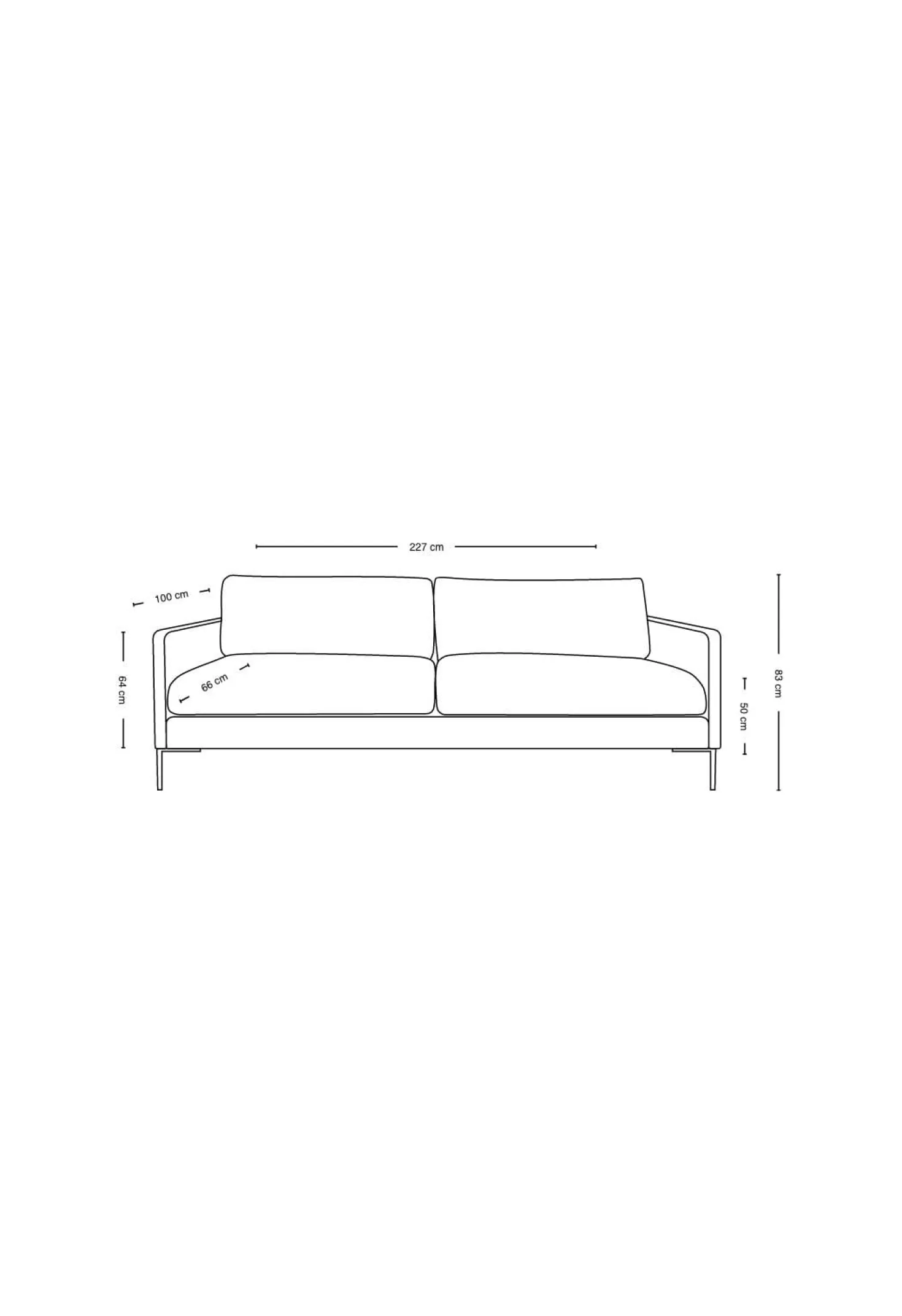 3-sits soffa svart - 227x100x83 cm