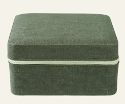 Smyckeskrin med dragkedja olivgrön - 13x13 cm