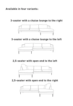 Soffa divan vänster grå - 269x220x80 cm