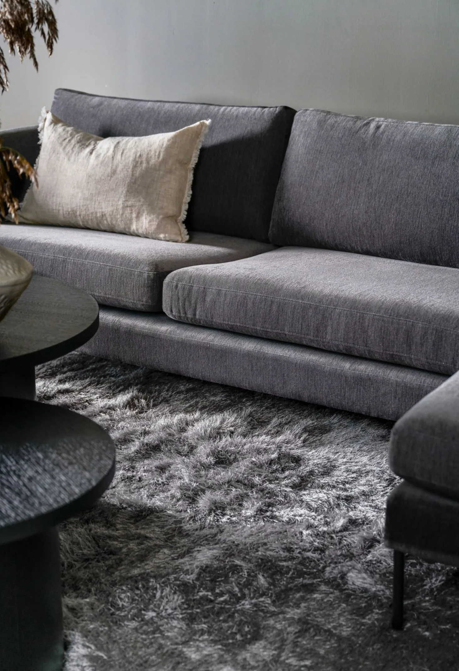 Soffa schäslong höger grå - 300x156x80 cm