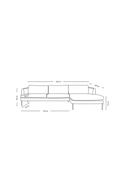 Soffa schäslong vänster beige - 300x156x80 cm