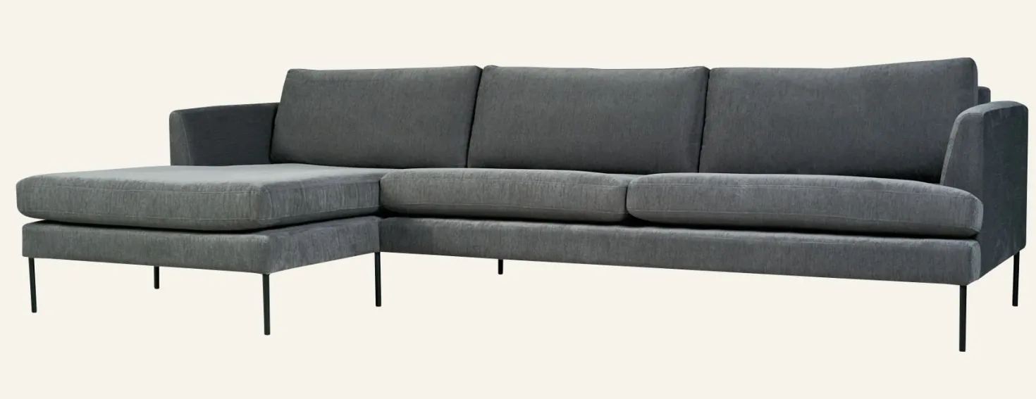 Soffa schäslong vänster grå - 300x156x80 cm