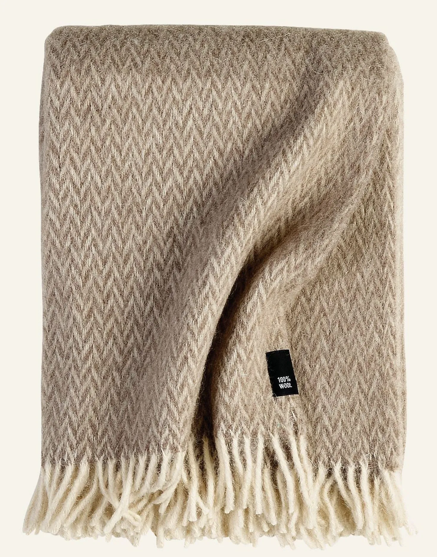 Ullpläd taupe - 130x170 cm