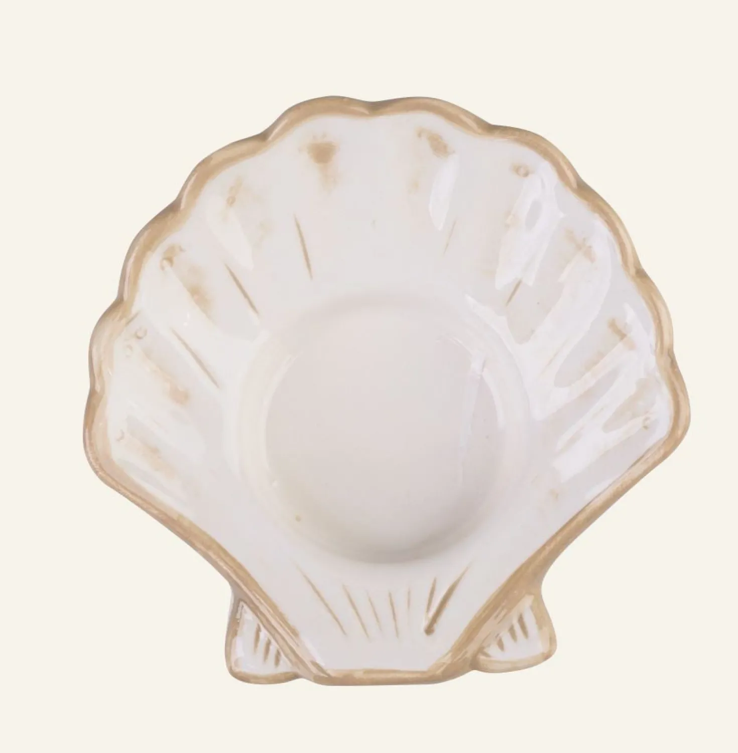 Värmeljushållare beige - 9x8,5x3,4 cm