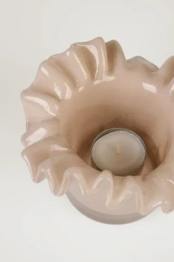 Värmeljushållare taupe - 13x13x8 cm